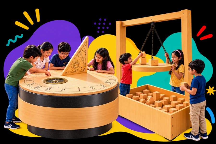 Children exploring large interactive science models at the Big Ideas Museum