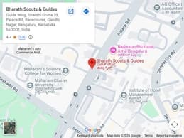 Map showing the Bharath Scouts & Guides venue in Bengaluru
